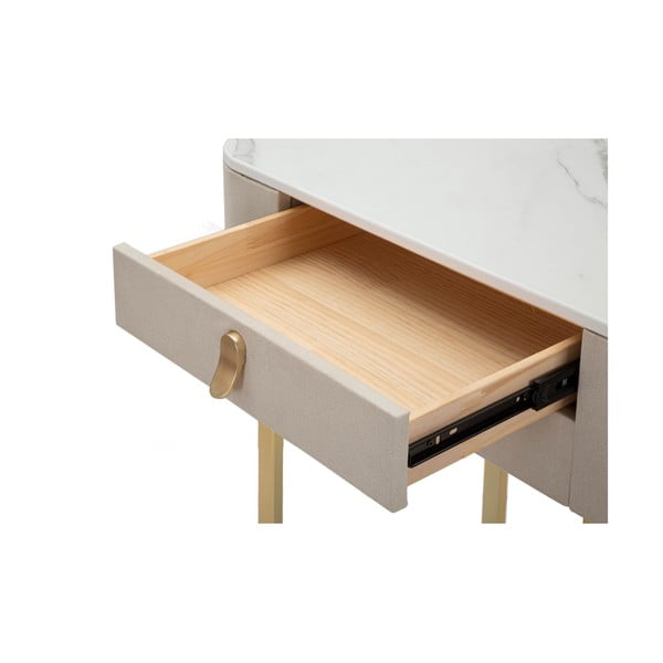 Bézs-aranyszínű konzolasztal márvány dekoros asztallappal 40x70 cm Beauty – Mauro Ferretti-image-1