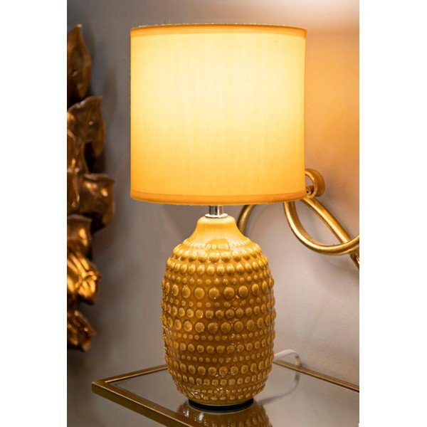 Mustársárga kerámia asztali lámpa textil búrával (magasság 30,5 cm) Points – Mauro Ferretti-image-1