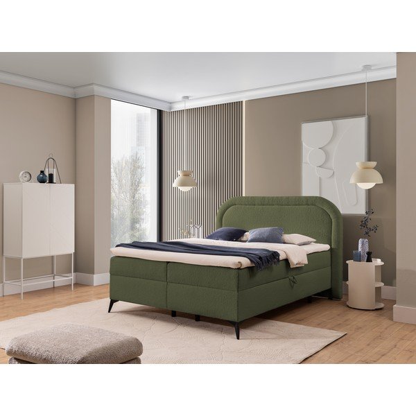 Zöld ágyneműtartós boxspring ágy 180x200 cm Ornes – Ropez-image-1