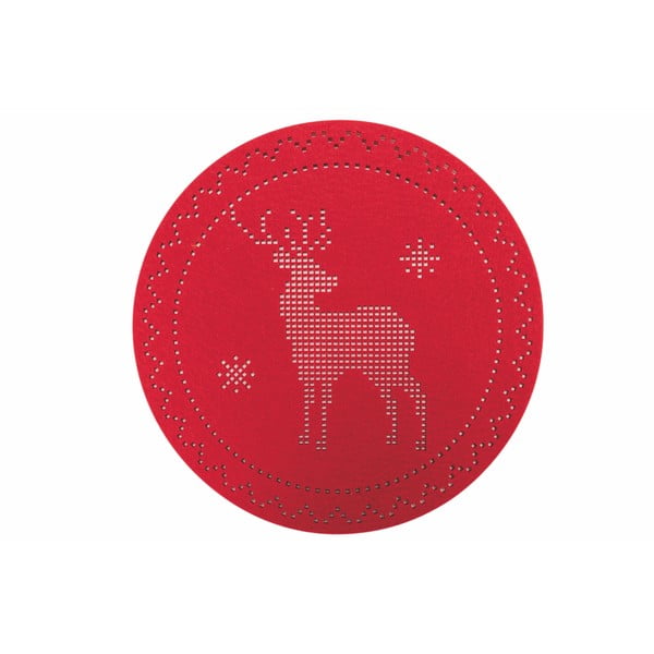 Renna 6 db-os piros karácsonyi filc tányéralátét szett, ø 38 cm - Villa d'Este