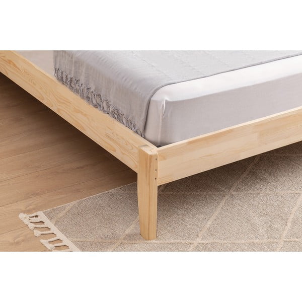 Natúr színű lucfenyő franciaágy ágyráccsal 140x200 cm Izabelya – Kalune Design-image-4