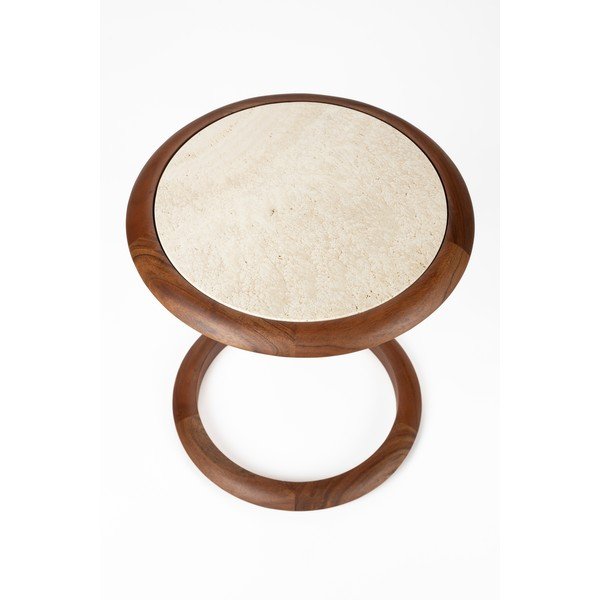 Kerek tárolóasztal kő asztallappal 41x45 cm Doppio – Zuiver-image-3