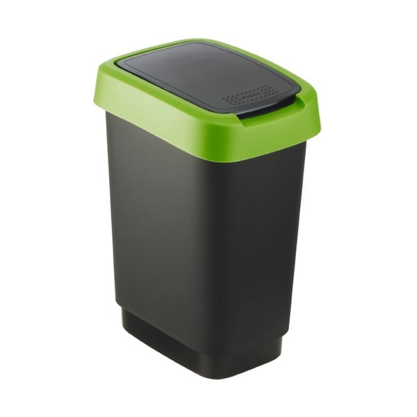 Zöld-fekete szemetes újrahasznosított műanyagból 10 L Twist - Rotho
