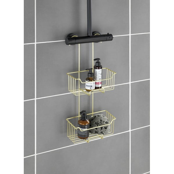 Aranyszínű függő rozsdamentes acél fürdőszobai polc Milo – Wenko-image-1