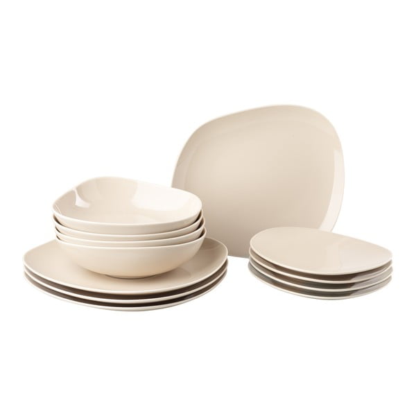 Like Organic 12 db-os krémszínű-bézs porcelán tányér készlet - Villeroy & Boch