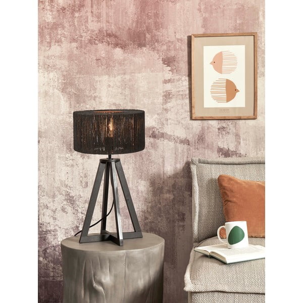 Fekete asztali lámpa juta búrával (magasság 51 cm) Iguazu – Good&Mojo-image-3