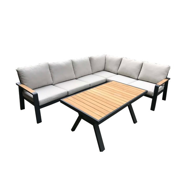 Szürke alumínium ötszemélyes kerti lounge szett Rotterdam – Rojaplast-image-2