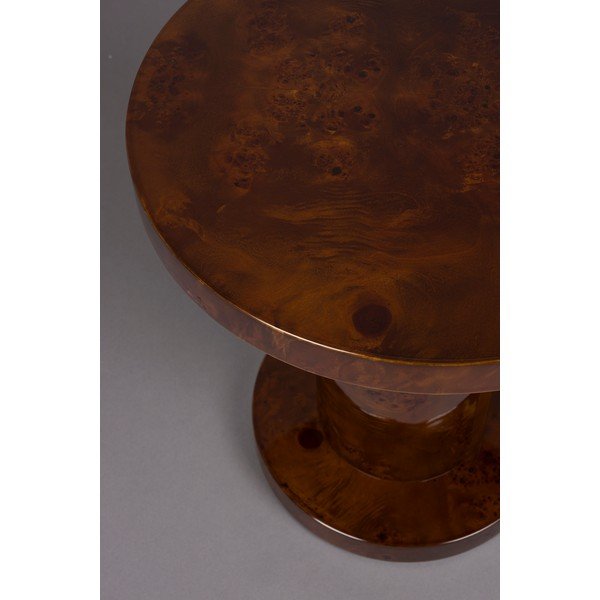 Kerek tárolóasztal diófa dekorral ø 46 cm Quinn – Dutchbone-image-4