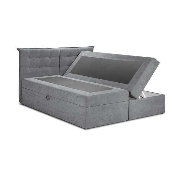 Szürke boxspring ágy tárolóhellyel 200x200 cm Echaveria – Mazzini Beds-image-2