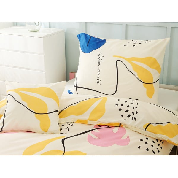 Sárga egyszemélyes háromrészes mikroszatén ágyneműhuzat 140x200 cm Sophia – My House-image-1