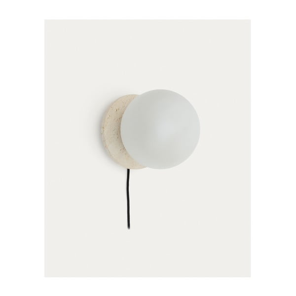 Fehér-krémszínű márvány fali lámpa ø 20 cm Malachi – Kave Home-image-4