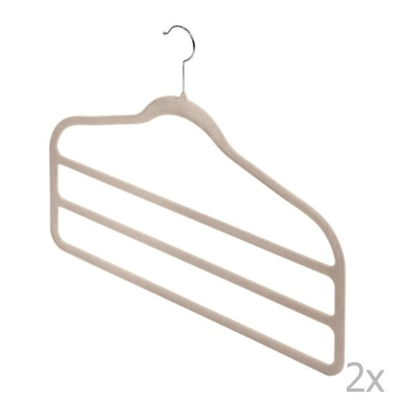 Velvet 2 db bézs nadrágtartós vállfa - Domopak-image-1