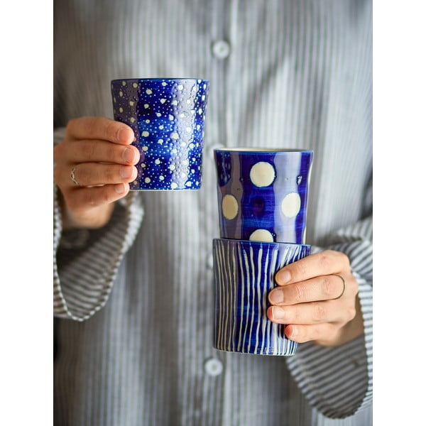 Sötétkék kőedény eszpresszó csésze szett 3 db-os 190 ml Minoa – Bloomingville-image-1