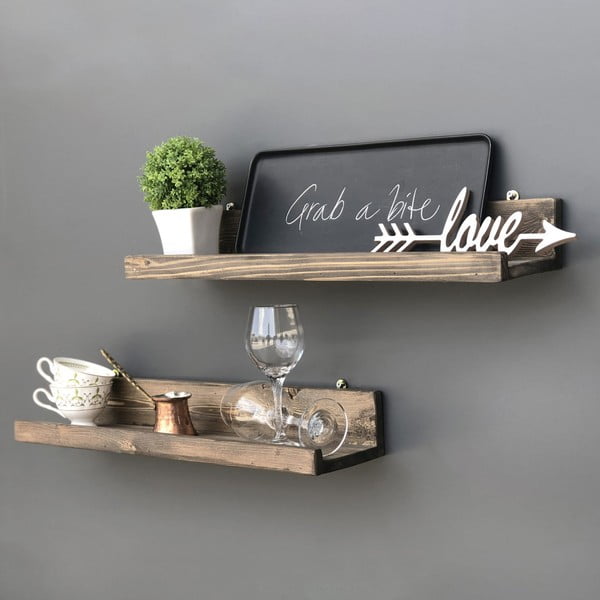 Simple 2 db fali polc fából-image-4