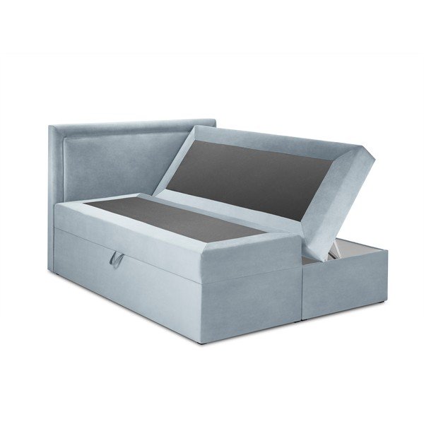 Világoskék boxspring ágy tárolóhellyel 180x200 cm Yucca – Mazzini Beds-image-3