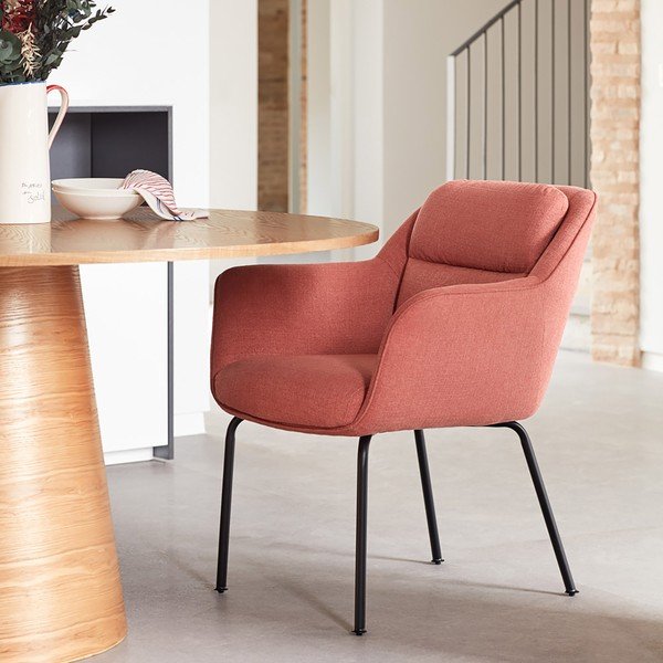 Rózsaszín kárpitozott karfás étkezőfotel Sadira – Teulat-image-1