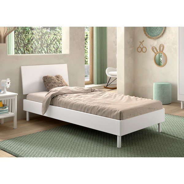 Fehér bükkfa egyszemélyes ágy ágyráccsal 90x200 cm Forrest – Vipack-image-1