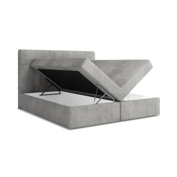 Világosszürke ágyneműtartós boxspring ágy 140x200 cm Palta – Makamii-image-1