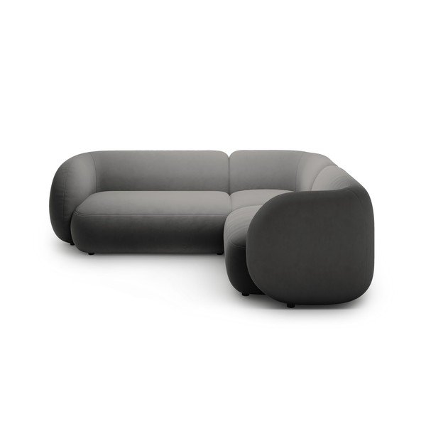 Sötétszürke bársony sarokkanapé (jobb oldali-L alakú) Kate – Micadoni -image-1