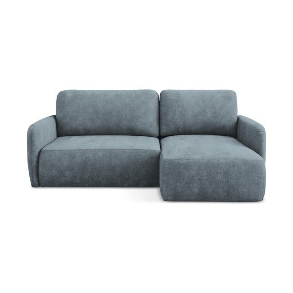 Szürkéskék zsenília kinyitható-tárolóhelyes sarokkanapé (jobb oldali-heverő résszel) Lilo – Makamii