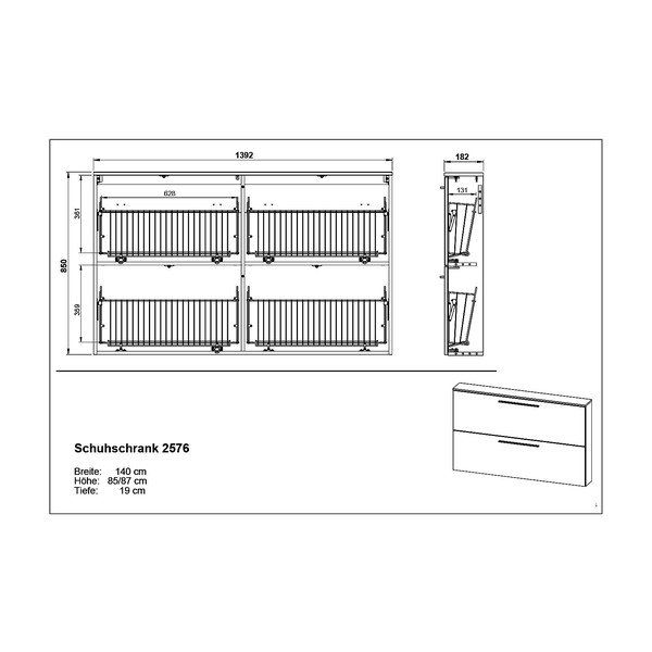 Szürkésbézs függő cipőtartó billenő fiókokkal Utah - Germania-image-4