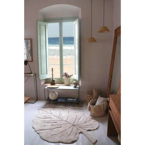 Bézs mosható kézi szövésű pamut gyerek szőnyeg 120x180 cm Monstera Natural – Lorena Canals-image-3