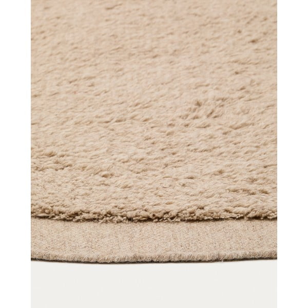 Világosbarna kézi szövésű gyapjú kerek szőnyeg ø 200 cm Marely – Kave Home-image-4