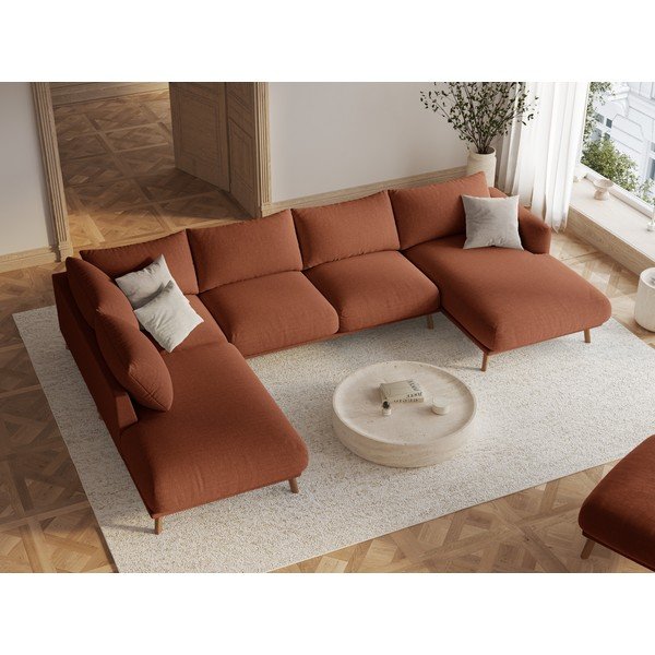 Terrakotta színű (U alakú) sarokkanapé Naomi – Micadoni -image-1