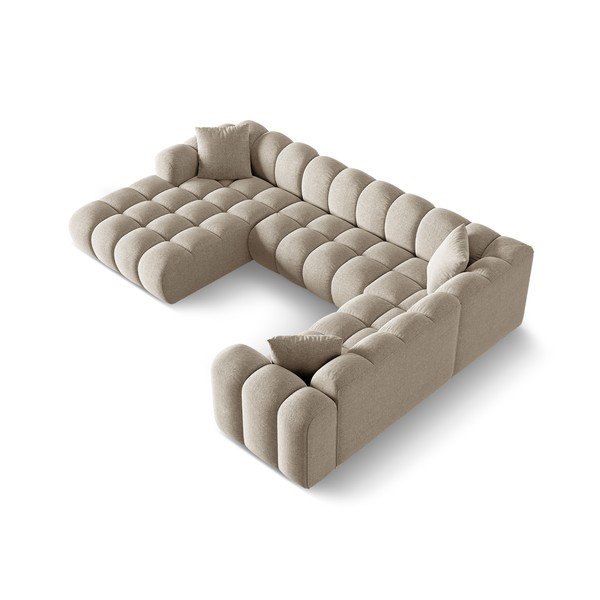 Világosbarna zsenília sarokkanapé (jobb oldali-U alakú) Treno – Cosmopolitan Design-image-2