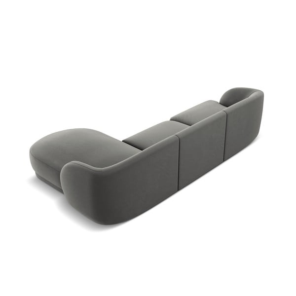 Szürke bársony sarokkanapé (jobb oldali) Miley - Micadoni Home-image-3