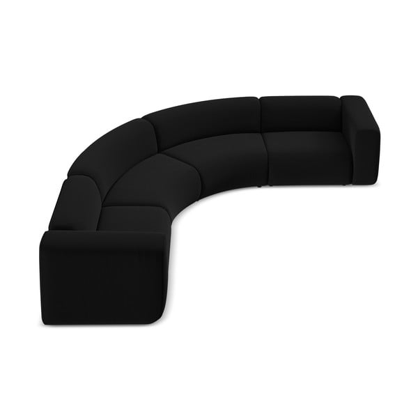 Fekete bársony sarokkanapé Ekahi – Makamii-image-3