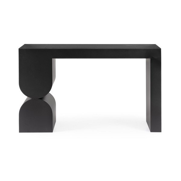 Fekete konzolasztal üveg asztallappal 32x120 cm Archie – Bizzotto-image-2