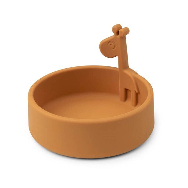 Mustársárga szilikon gyerek tálka Peekaboo Raffi - Done by Deer-image-2