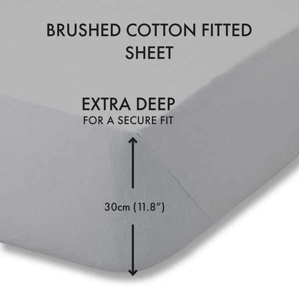 Szürke gumis flanel lepedő 150x200 cm Brushed – Catherine Lansfield-image-3