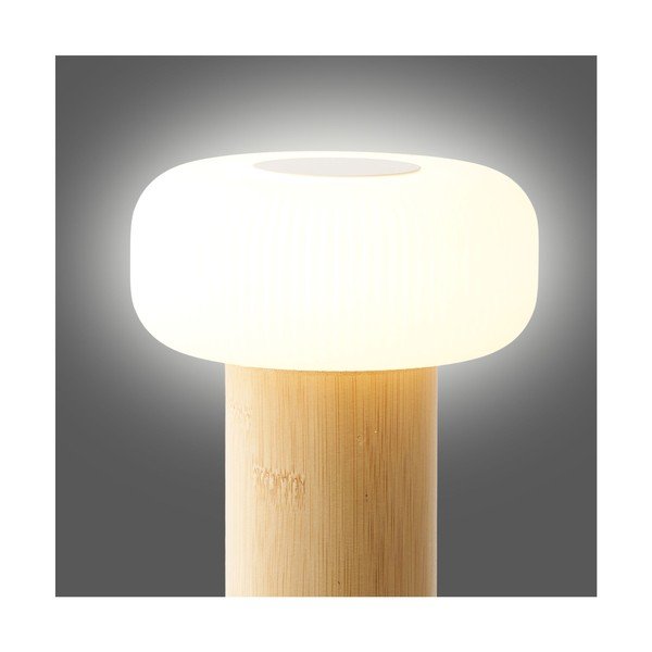 Fehér-natúr színű bambusz asztali lámpa műanyag búrával (magasság 18 cm) Stafford – House Nordic-image-3