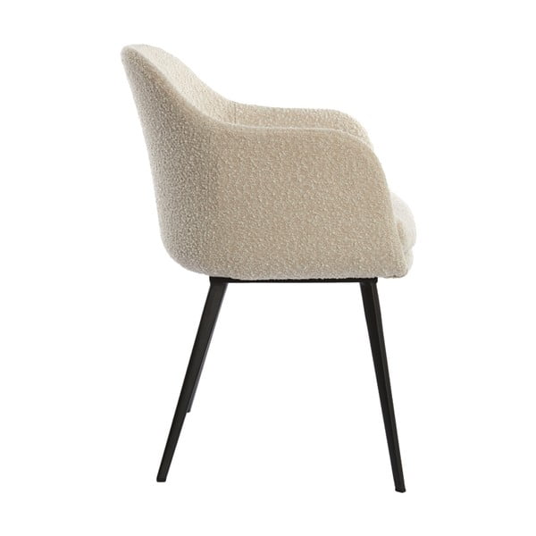 Krémszínű kárpitozott karfás étkezőfotel Leone – Light & Living-image-2