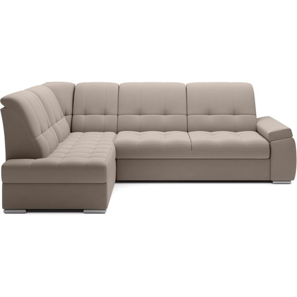 Bézs bársony kinyitható-tárolóhelyes sarokkanapé (bal oldali-L alakú) Sado – ELTAP