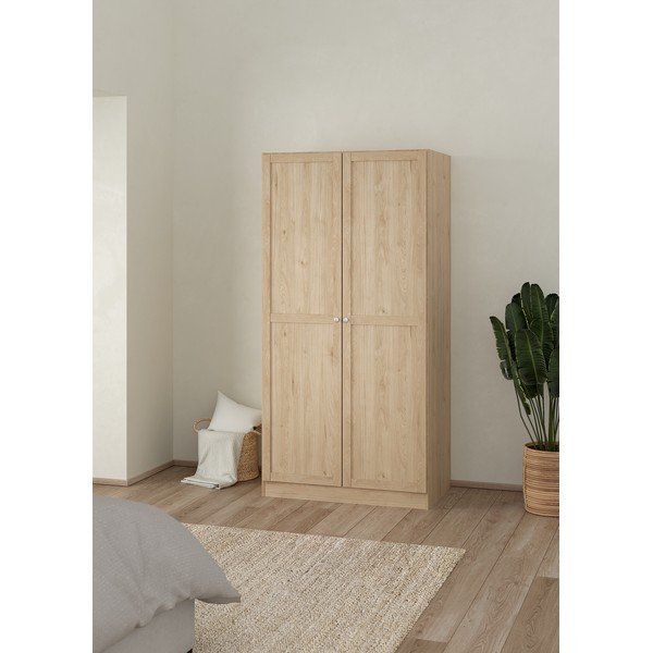 Natúr színű ruhásszekrény tölgyfa dekorral 99x200x62 cm Billund – Tvilum-image-1