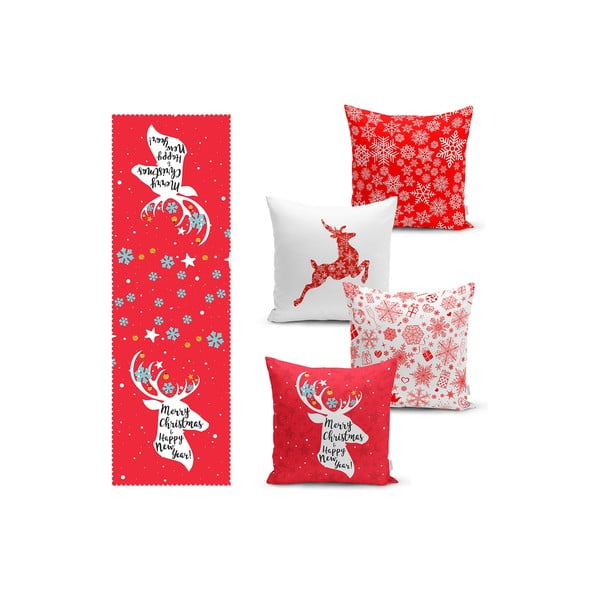 Párnahuzat és asztali futó szett 5 db-os Snowflakes – Mila Home