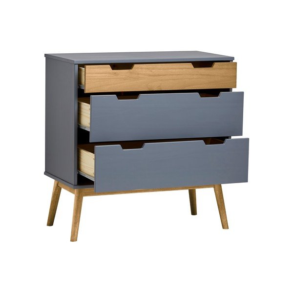 Baku szürke tömör borovi fenyő komód, magasság 82 cm - Marckeric-image-3