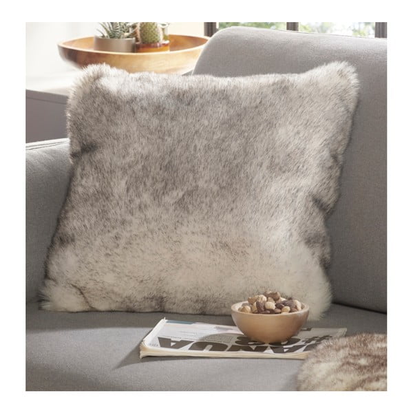 Soft szürkésbarna műszőrme párna, 43 x 43 cm - Mint Rugs-image-1