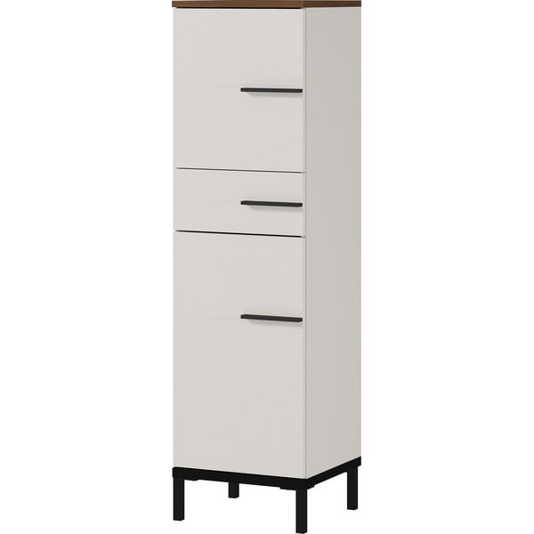 Szürkésbézs fürdőszoba szekrény diófa dekorral 34x123 cm Yonkers - Germania-image-1