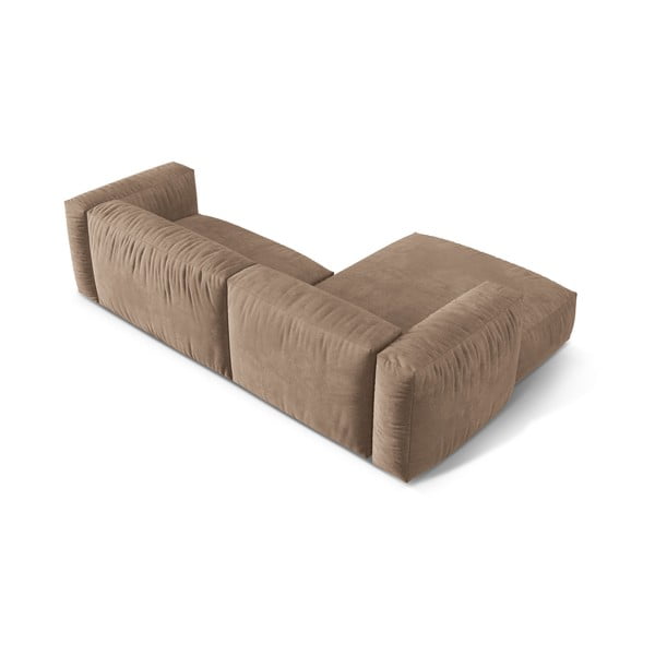 Világosbarna bársony moduláris sarokkanapé (bal oldali-heverő résszel) Martina – Micadoni -image-3