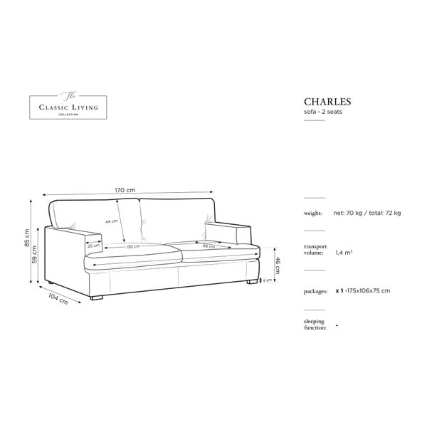 Daphne kék kanapé, 170 cm - Windsor & Co Sofas-image-1