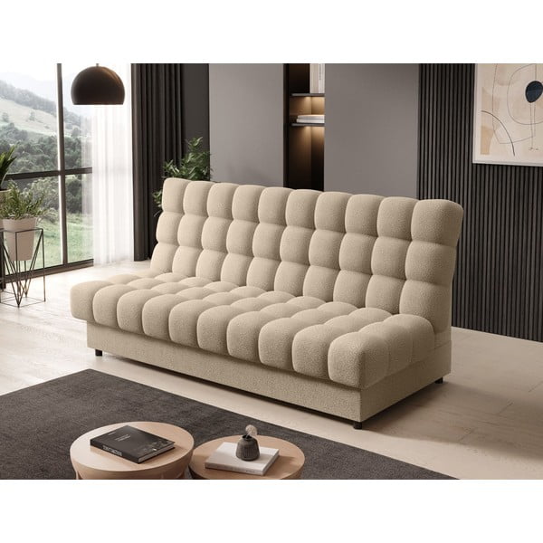 Bézs buklé kinyitható-tárolóhelyes kanapé 197 cm Clareta – ELTAP-image-3