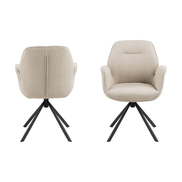 Krémszínű kárpitozott étkezőfotel Aura – Actona-image-3