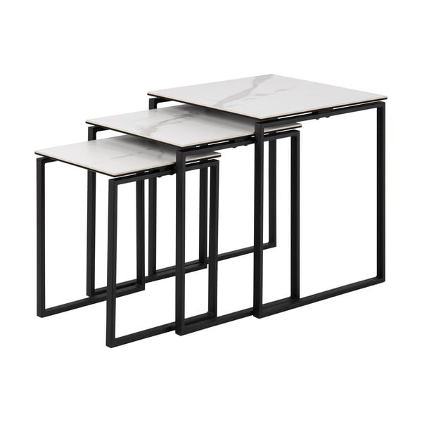 Katrine 3 db-os fehér-fekete dohányzóasztal szett - Actona-image-2