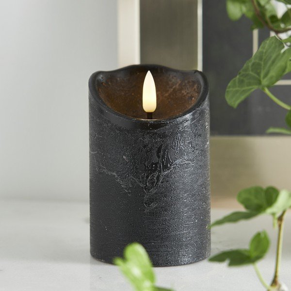 Flamme Rustic fekete LED viaszgyertya, magasság 12,5 cm - Star Trading-image-1