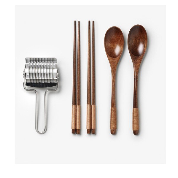 Kék rozsdamentes acél-bambusz kétszemélyes evőpálcika szett The Essentials - Ramen Tools – Printworks