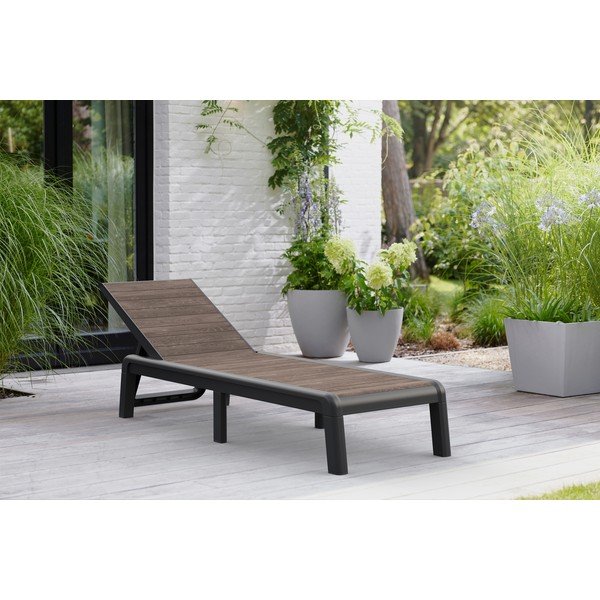 Sötétbarna műanyag állítható-összecsukható kerti napozóágy Deco Porto – Keter-image-1